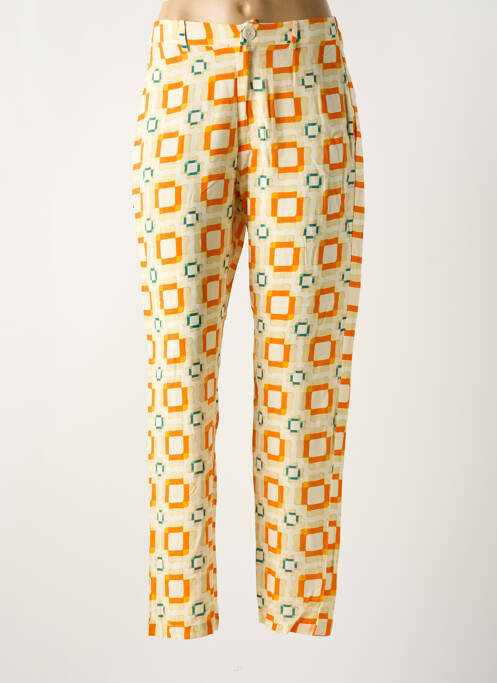 Pantalon droit tissage popeline taille normale orange clair STORIATIPIC femme
