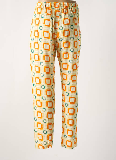 Pantalon droit tissage popeline taille normale orange clair STORIATIPIC femme
