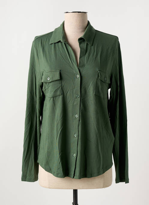 Chemisier coupe cintrée manches longues vert MAJESTIC FILATURES femme