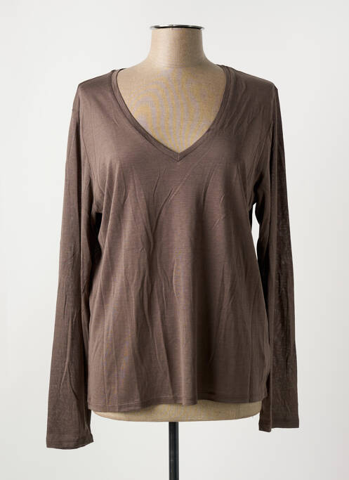 T-shirt marron MAJESTIC FILATURES pour femme