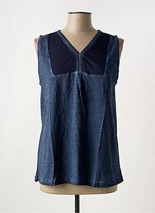 Blouse col v sans manche bleu SHEEGO femme