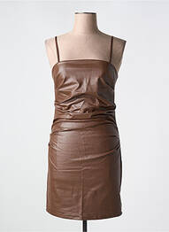Robe courte coupe cintrée fines bretelles marron COPPEROSE femme