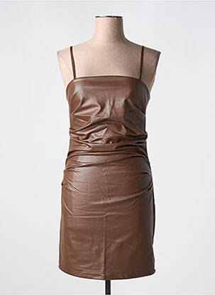 Robe courte coupe cintrée fines bretelles marron COPPEROSE femme