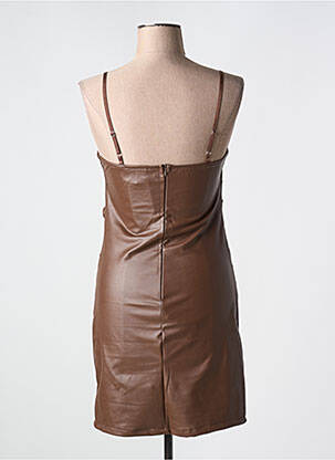 Robe courte coupe cintrée fines bretelles marron COPPEROSE femme