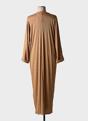 Robe mi-longue coupe fluide manches longues marron TENDANCE UNIQUE femme