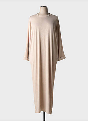 Robe mi-longue beige TENDANCE UNIQUE pour femme