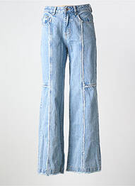 Jeans coupe large effet usé délavé taille normale bleu SEE SEE femme