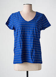 T-shirt col v manches courtes bleu PIECES femme