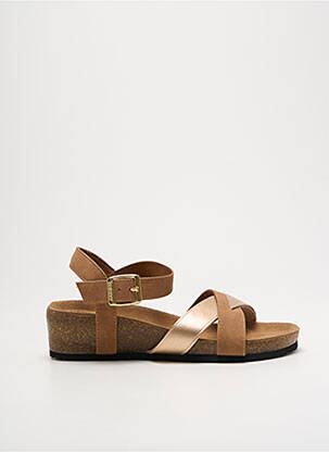 Sandales/nu pieds matière lisse talon de 4 à 6cm marron ISOTONER femme