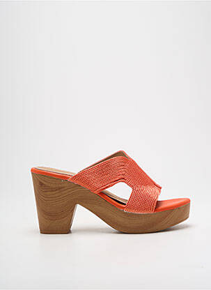 Mules/sabots semi compensé talon de 7 à 9cm orange CASSIS femme