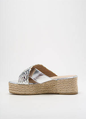 Espadrilles tissage satiné talon de 4 à 6cm argent CASSIS femme