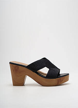 Mules/sabots semi compensé talon de 7 à 9cm noir CASSIS femme