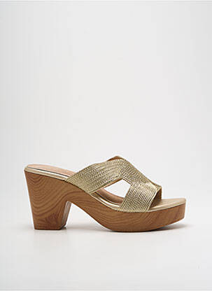 Mules/sabots tissage satiné talon de 7 à 9cm or CASSIS femme