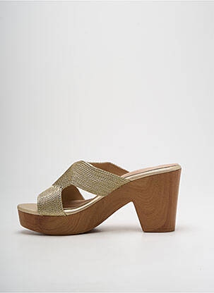 Mules/sabots tissage satiné talon de 7 à 9cm or CASSIS femme