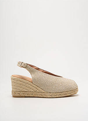 Espadrilles tissage satiné talon de 7 à 9cm or MIMAO femme