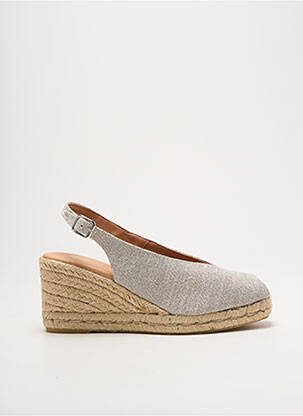 Espadrilles tissage satiné talon de 7 à 9cm argent MIMAO femme