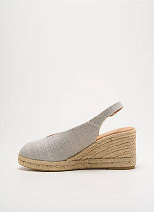 Espadrilles tissage satiné talon de 7 à 9cm argent MIMAO femme