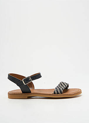 Sandales/nu pieds matière lisse chiquet noir ADOLIE fille