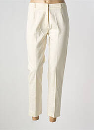 Pantalon 7/8 fermeture zippée sous rabat boutonné taille normale beige COTTONADE femme