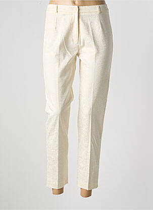 Pantalon 7/8 fermeture zippée sous rabat boutonné taille normale beige COTTONADE femme