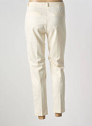 Pantalon 7/8 fermeture zippée sous rabat boutonné taille normale beige COTTONADE femme