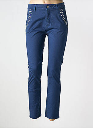 Pantalon slim broderie rivets taille normale bleu LAUREN VIDAL femme