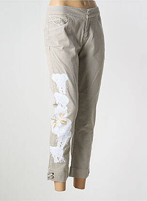 Pantalon 7/8 tissage popeline taille normale beige ELISA CAVALETTI femme
