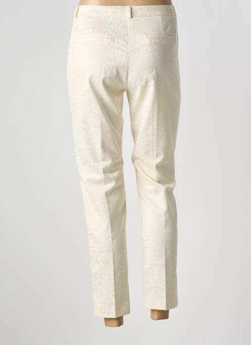 Pantalon 7/8 fermeture zippée sous rabat boutonné taille normale beige COTTONADE femme
