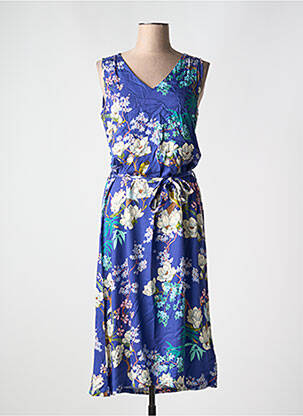 Robe longue imprimé fantaisie sans manche bleu LE PETIT BAIGNEUR femme