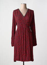 Robe mi-longue imprimé fantaisie manches longues rouge INDIES femme