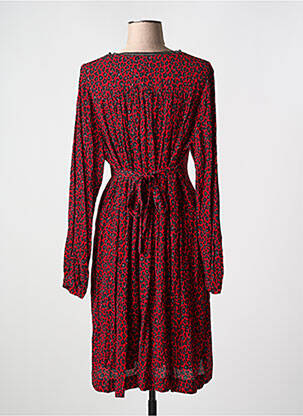 Robe mi-longue imprimé fantaisie manches longues rouge INDIES femme