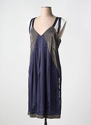 Robe mi-longue coupe fluide sans manche bleu ELISA CAVALETTI femme