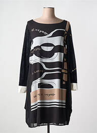 Robe mi-longue imprimé fantaisie manches longues noir ELISA CAVALETTI femme