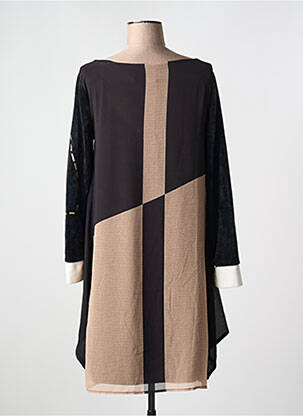 Robe mi-longue imprimé fantaisie manches longues noir ELISA CAVALETTI femme