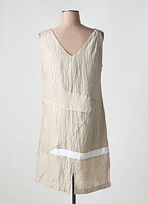 Robe mi-longue sans manche sans manche beige ELISA CAVALETTI femme