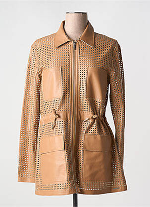 Veste simili cuir coupe cintrée marron RINO & PELLE femme