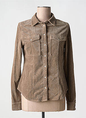 Chemisier coupe cintrée manches longues beige LAUREN VIDAL femme