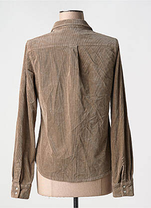 Chemisier coupe cintrée manches longues beige LAUREN VIDAL femme
