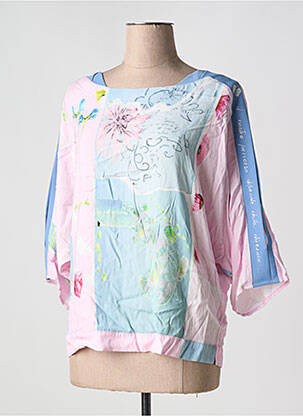 Top imprimé fantaisie manches 3/4 bleu ELISA CAVALETTI femme
