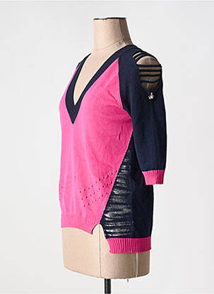 Pull coupe cintrée manches 3/4 bleu ELISA CAVALETTI femme