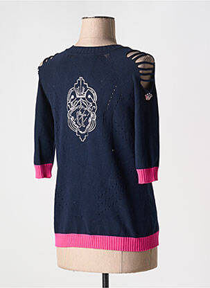 Pull coupe cintrée manches 3/4 bleu ELISA CAVALETTI femme