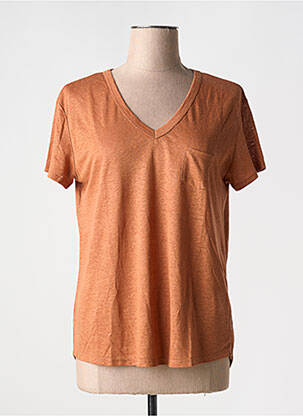 T-shirt coupe droite manches courtes marron REPEAT femme