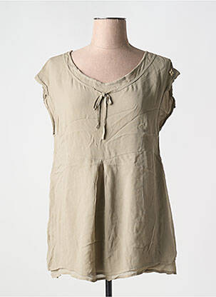 Top coupe fluide manches courtes beige ELISA CAVALETTI femme