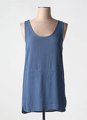 Top coupe fluide fines bretelles bleu LAUREN VIDAL femme