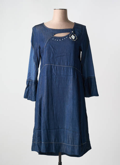 Robe mi-longue manches longues manches longues bleu ELISA CAVALETTI femme