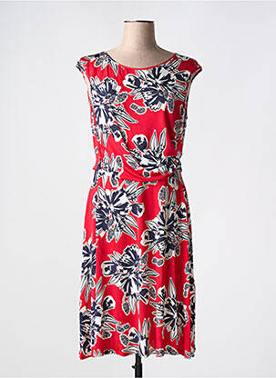 Robe mi-longue imprimé fleurs sans manche rouge DIANA GALLESI femme