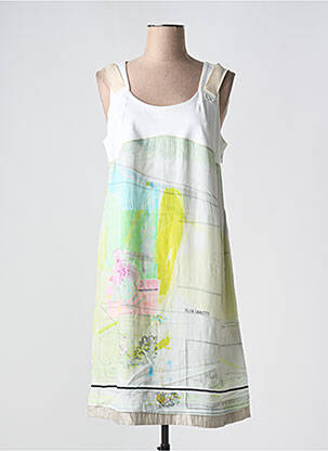 Robe mi-longue imprimé fantaisie sans manche blanc ELISA CAVALETTI femme