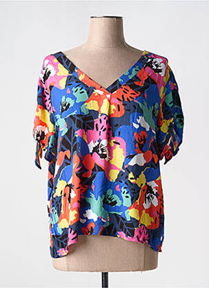 Blouse imprimé fantaisie manches courtes bleu LOLA ESPELETA femme