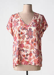T-shirt col v manches courtes rose LE PETIT BAIGNEUR femme