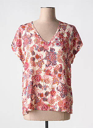 T-shirt col v manches courtes rose LE PETIT BAIGNEUR femme